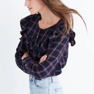 Madewell Plaid Ruffle Women's Top